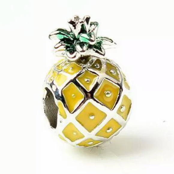 NEW•Silver & Enamel Pineapple DIY charm/bead - Picture 1 of 7